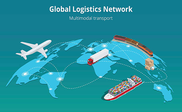 logística internacional. cajas de transporte de mercancía 